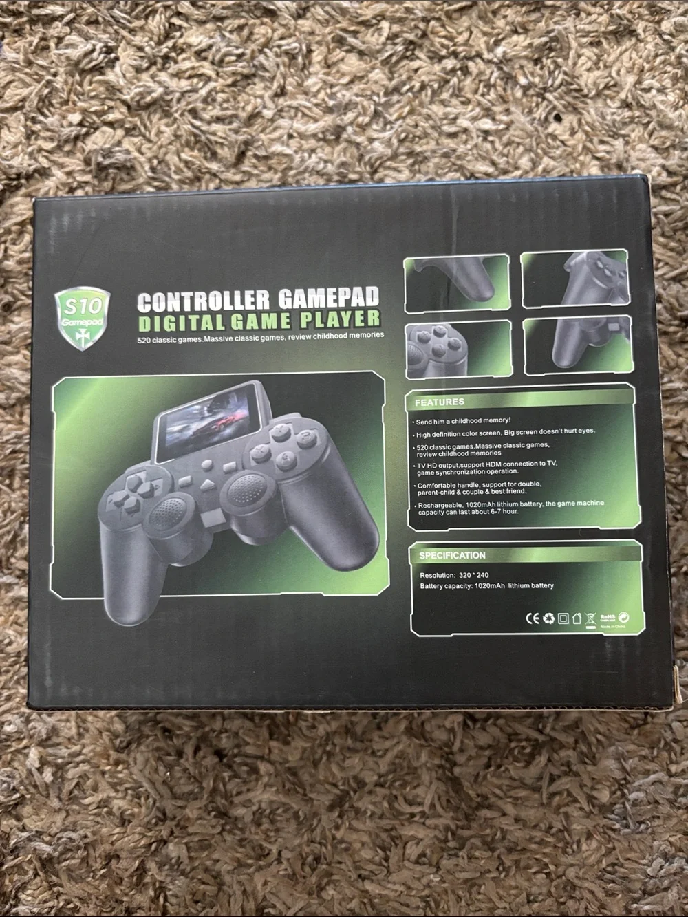 S 10 Black Controller Gamepad Digital Game Player - Built-in Screen
